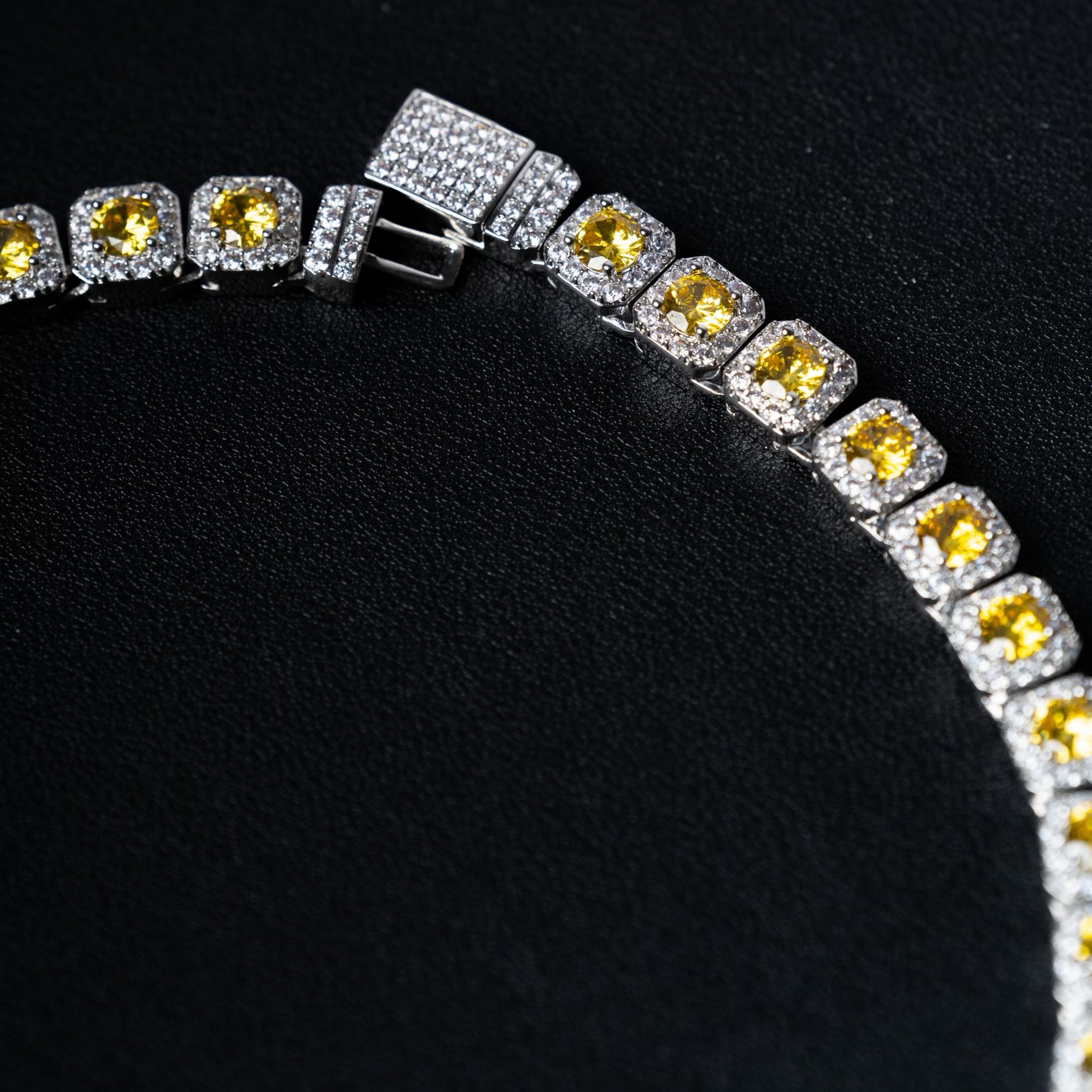 Yellow Cushion Cut Chain Necklace